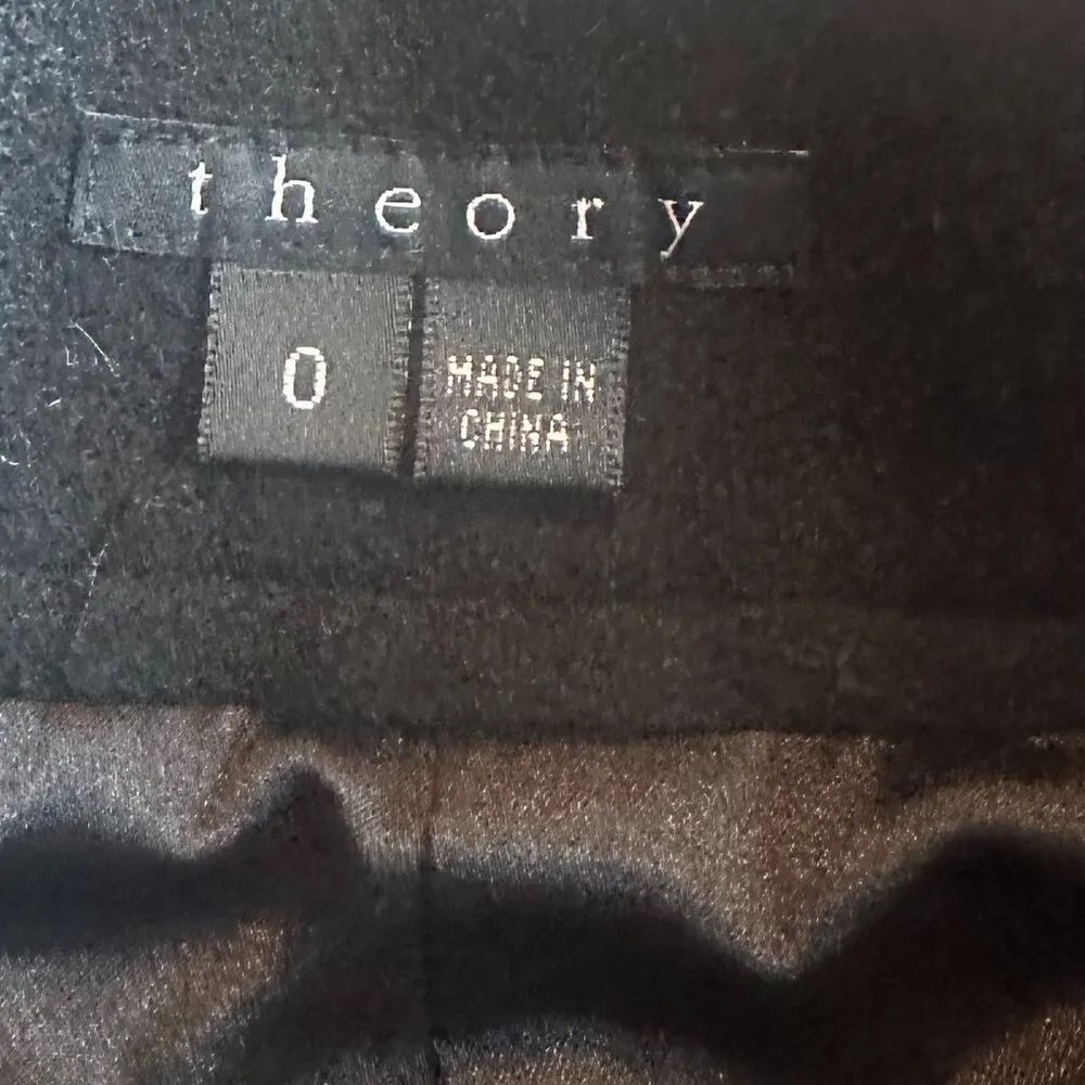 Theory Black A-Line Wool Blend Skirt Mini Length Stitching Size 0 Women's - Image 10