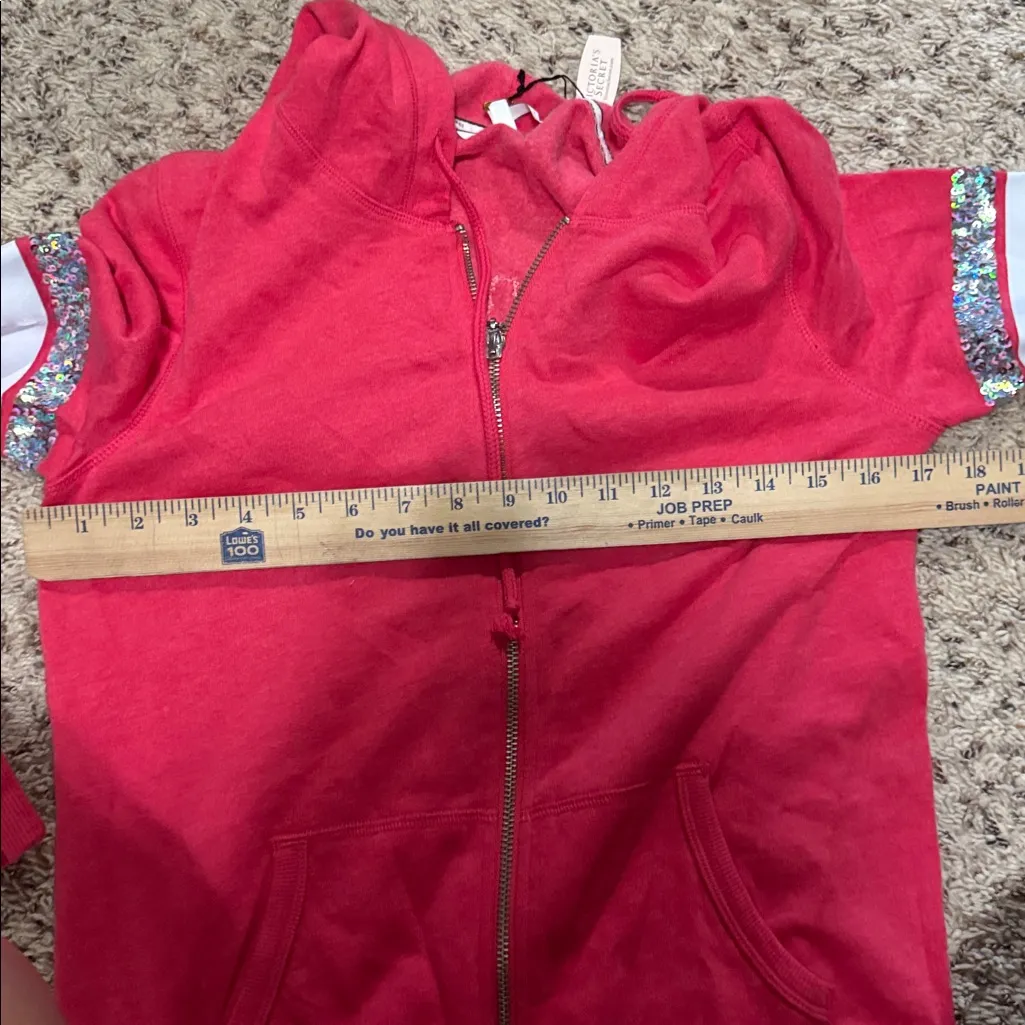 Victoria's Secret NWT Pink Sequins Sparkle Zip Up Hoodie Jacket‎ XS - Image 5
