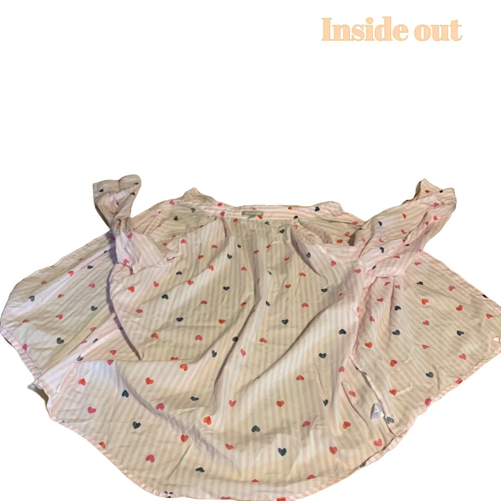 WOMAN WITHIN PINK STRIPED & HEART PRINT COTTON BLEND BUTTON DOWN SHIRT (18/20) - Image 7