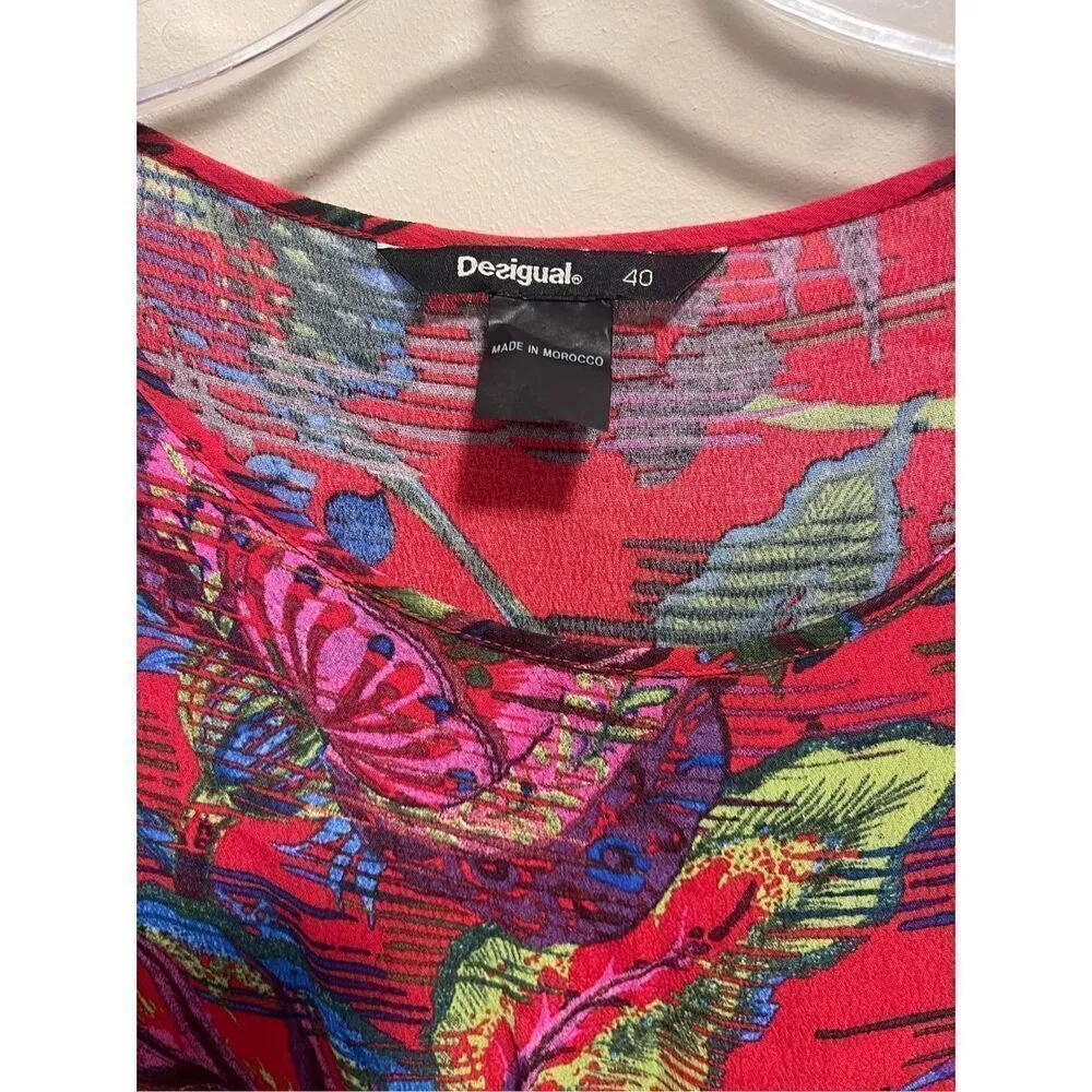 Desigual floral tropical zipper dress size euro 40 = us size10 - Image 4