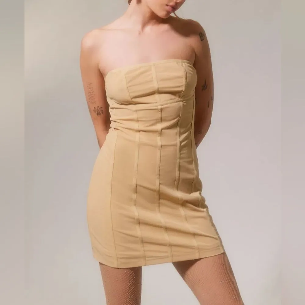 Urban Outfitters Bari neutral corset mini dress women’s size large - Image 2