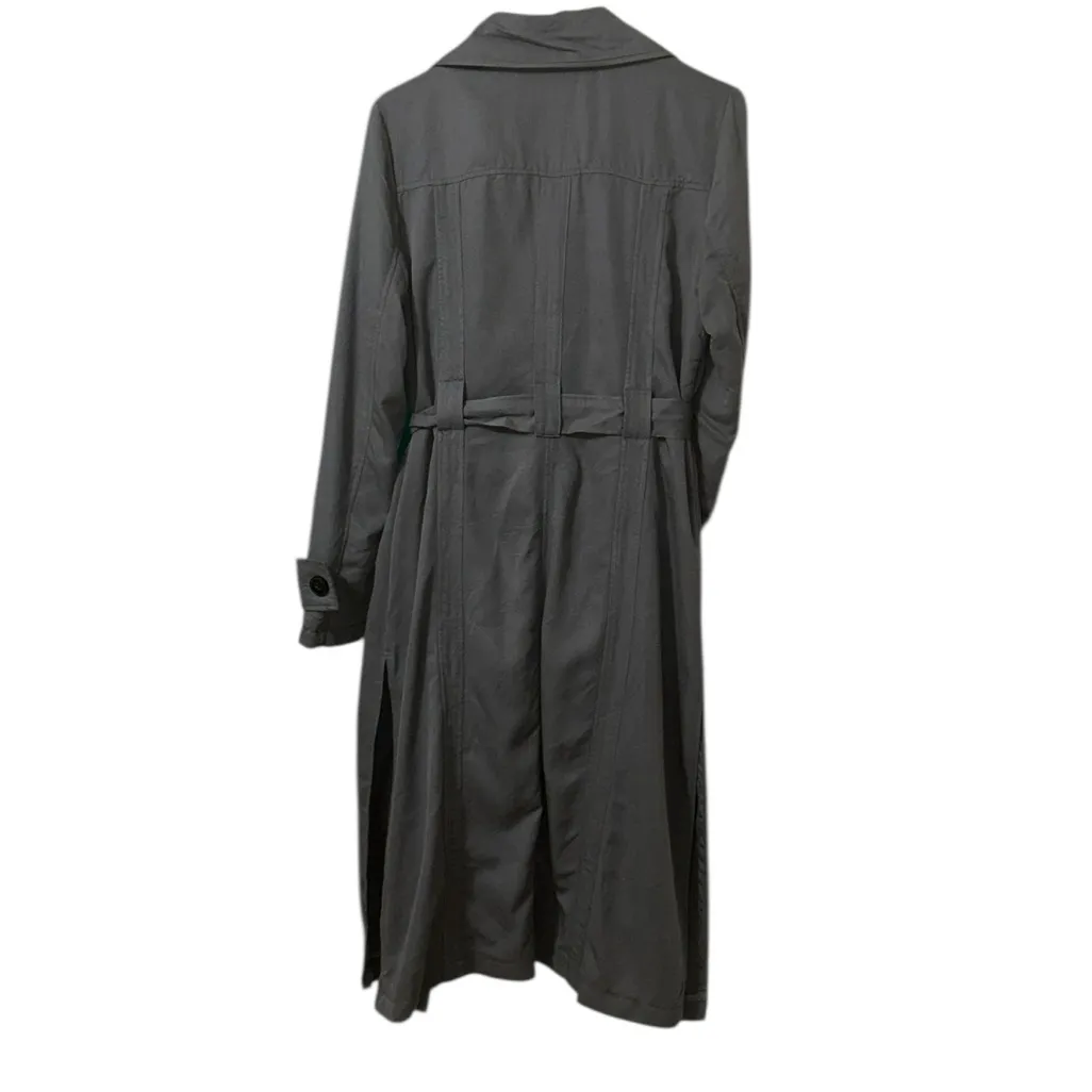New York & Company Gray Tie Waist Lightweight Trench Coat Jacket(Size Small) - Image 2