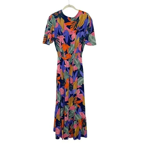 Abel The Label Womens Tropical Flutter Sleeve Hi-Low Dress Multicolor Medium - Image 5