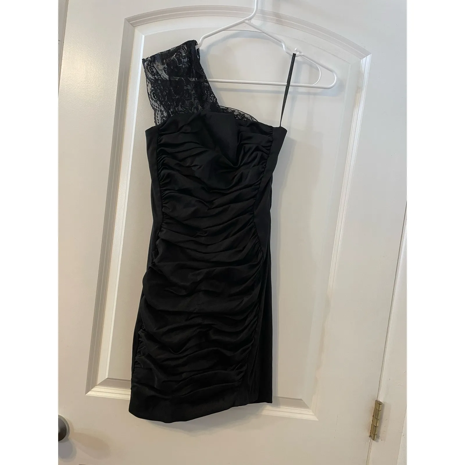 Vintage Jessica Mcclintock Black Satin Mini Cocktail Dress, Size 4 - Image 2