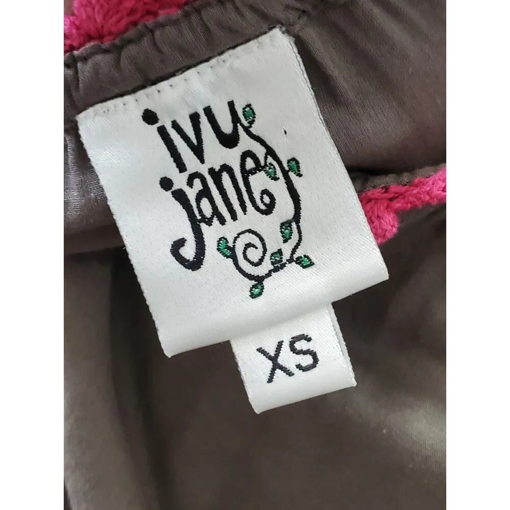 IVY Jane Embroidered Gray Cotton Round Neck 3/4 Sleeve Knee Length Dress Size XS - Image 9