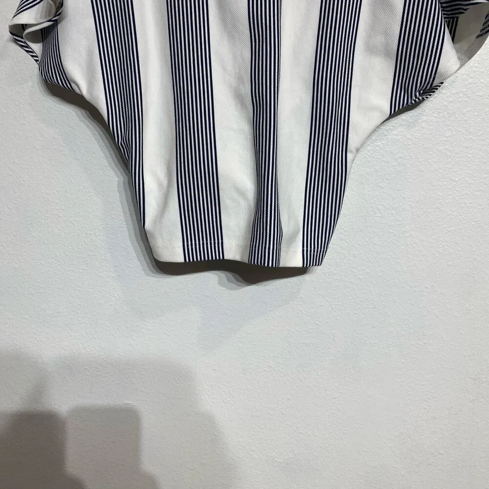 Bishop + Young Navy Striped Twist Front Top Sz S NWT - Image 10
