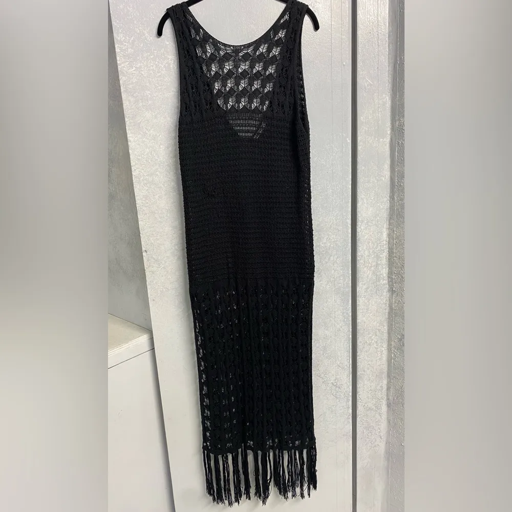 ZARA FRINGED CROCHETED DRESS OPEN BACK Size Medium (See Description) - Image 12
