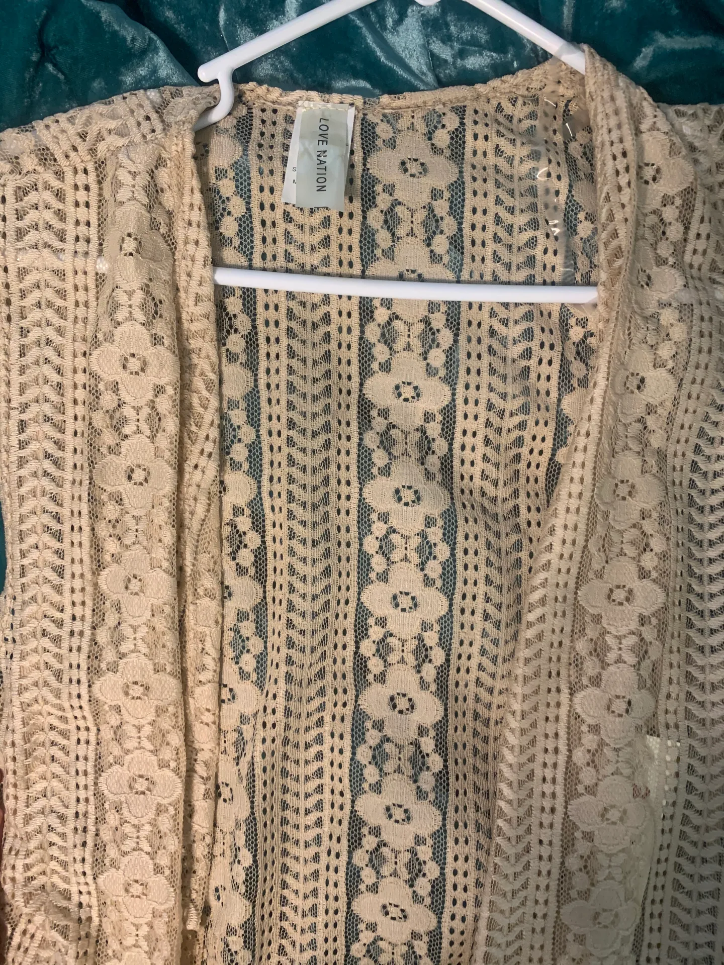 Love Nation Beige Lace Cardigan - Image 2