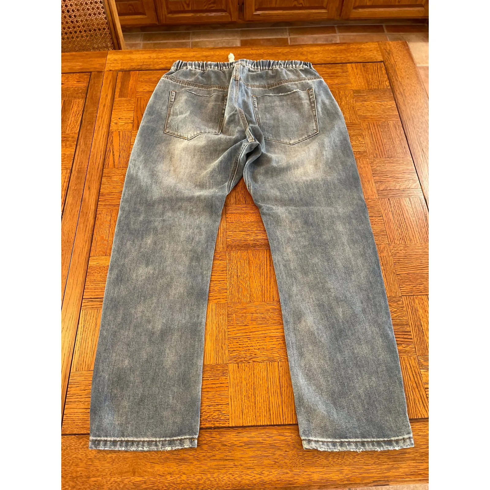 Mustard Seed Light Wash Distressed Drawstring Jeans large - Image 5