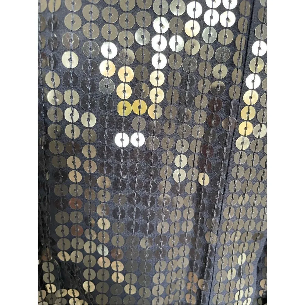 DKNY Sequin Long Sleeve Sheer Silk Blend Blouse Blue Size S - Image 5