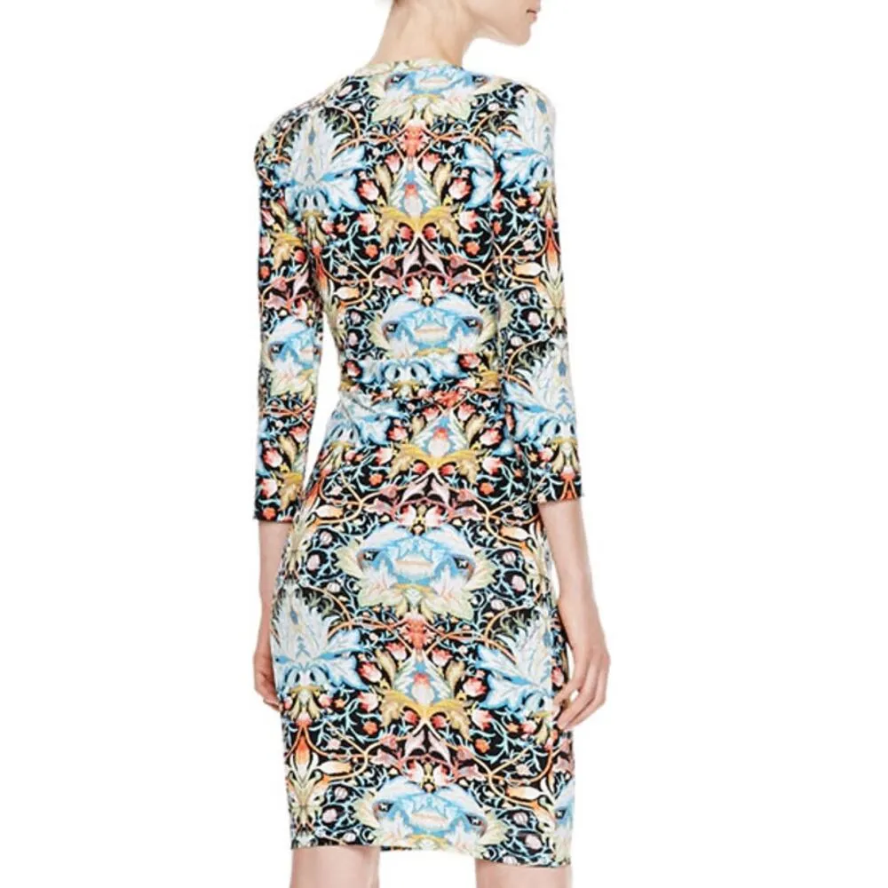 Just Cavalli Lotus Printed Jersey Sheath Dress Womens Size Medium Black Multi - Image 3