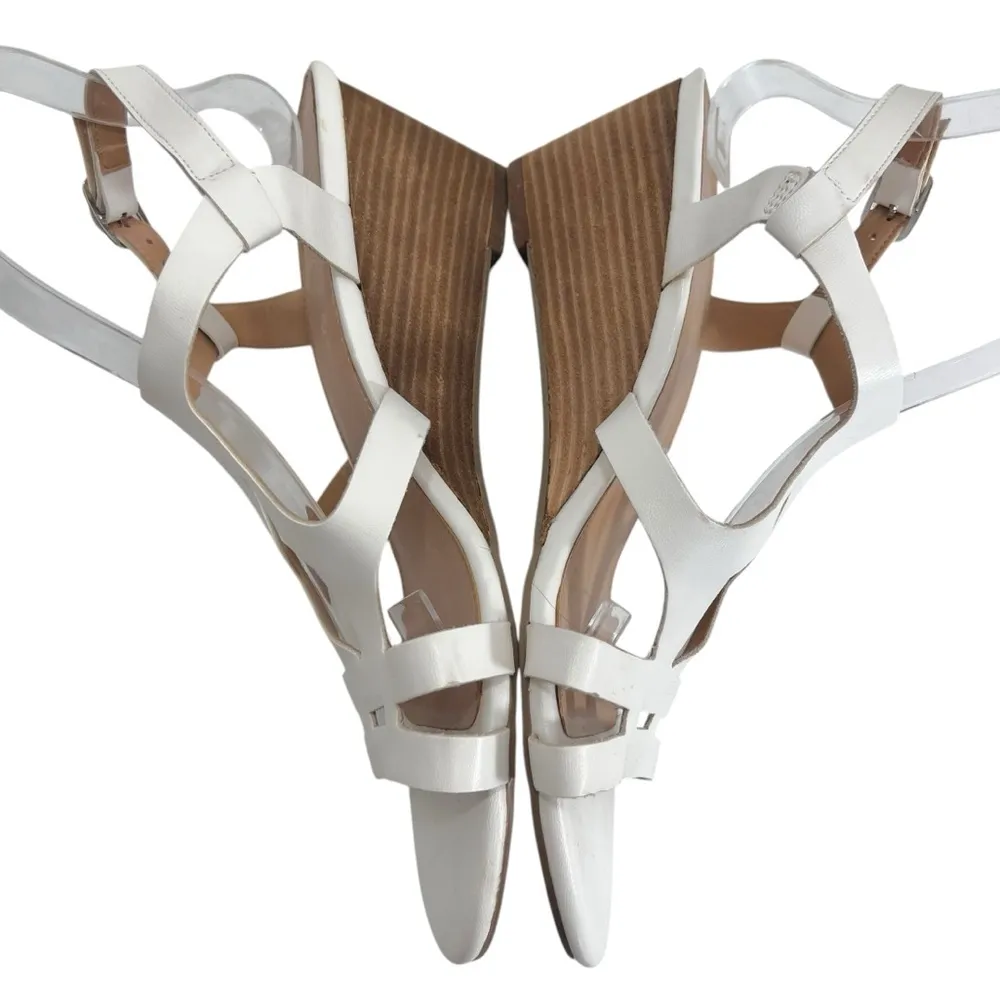 Pesaro “Gina” White Strappy Wedge Sandals White Size 11 - Image 5
