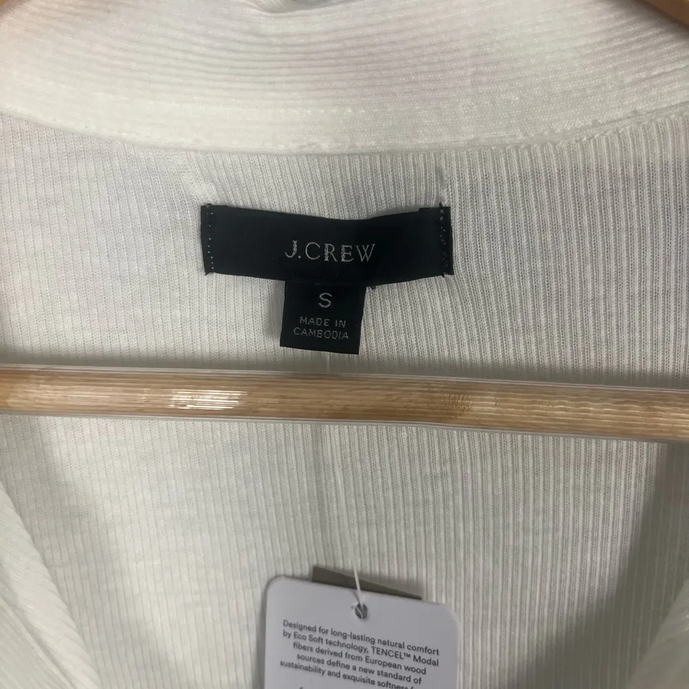 J crew white Ribbed polo long sleeve T-shirt size small new - Image 5