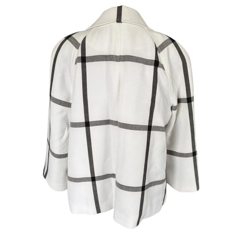 Halogen white with black stripes collared long sleeve button down coat small - Image 4