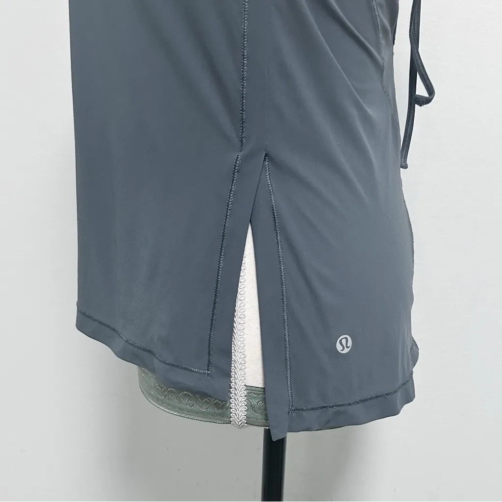 Lululemon Sea Steel Grey Final Count Mesh Inserts V Neck Back Tie Strap Tank 2 - Image 4