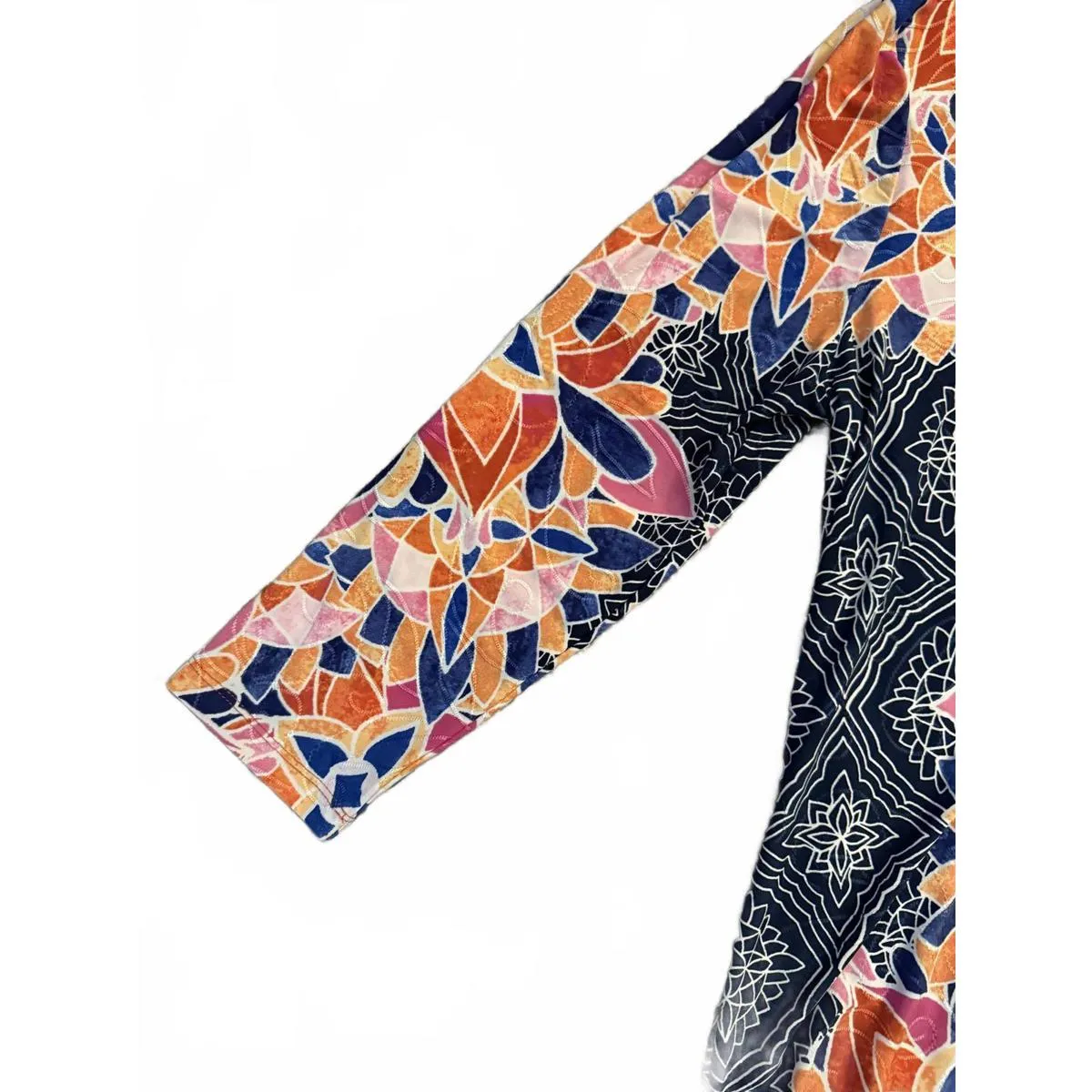 NEW JM Collection Women's Blouse Medium Abstract Geometric Retro Stretch Knit - Image 6