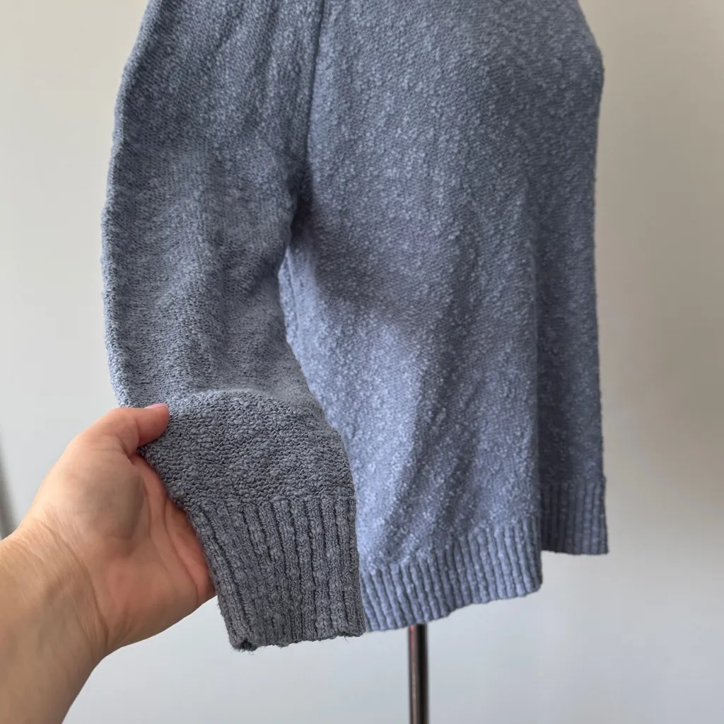 L.L. Bean Blue Textured Crewneck Cotton Long Sleeve Knit Sweater Women's Large - Image 5