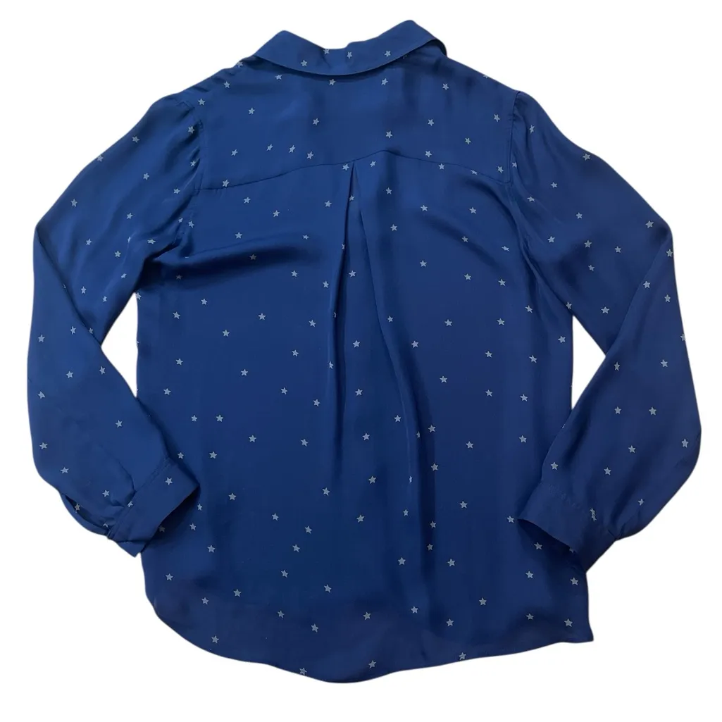 L’AGENCE Silk Navy Starry Button-Up Blouse - Image 2