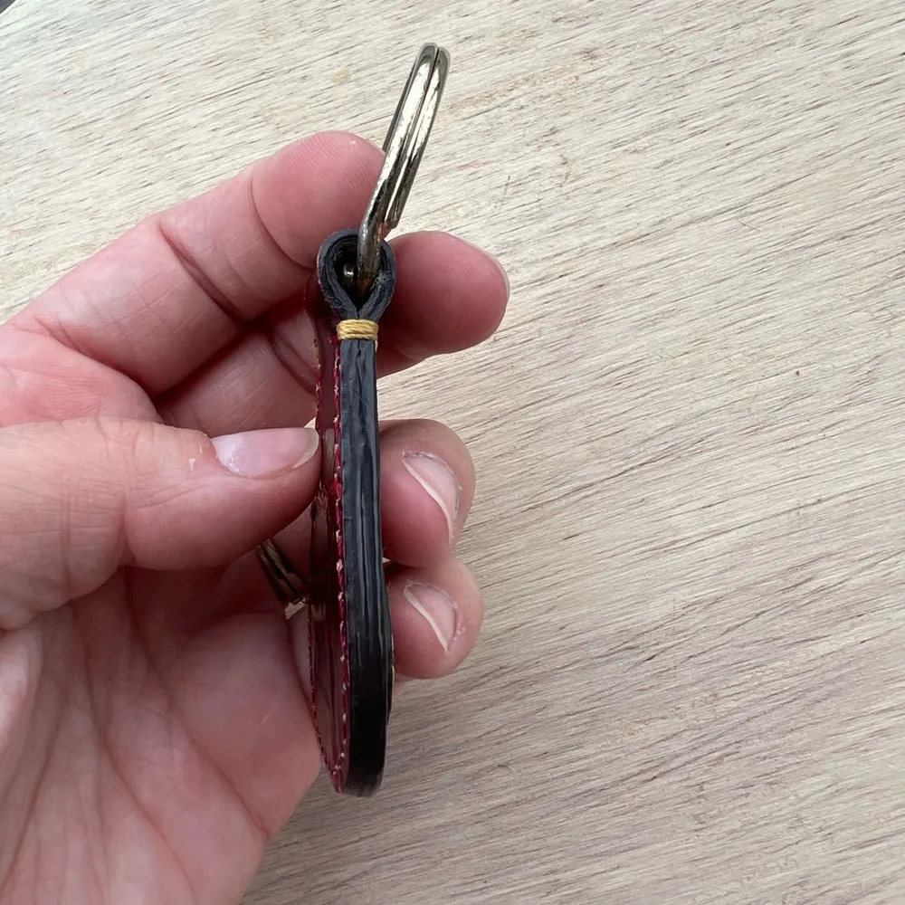 Vintage Dooney & Bourke Croc All Weather Leather Key Fob Keychain Ring Brown Red - Image 6