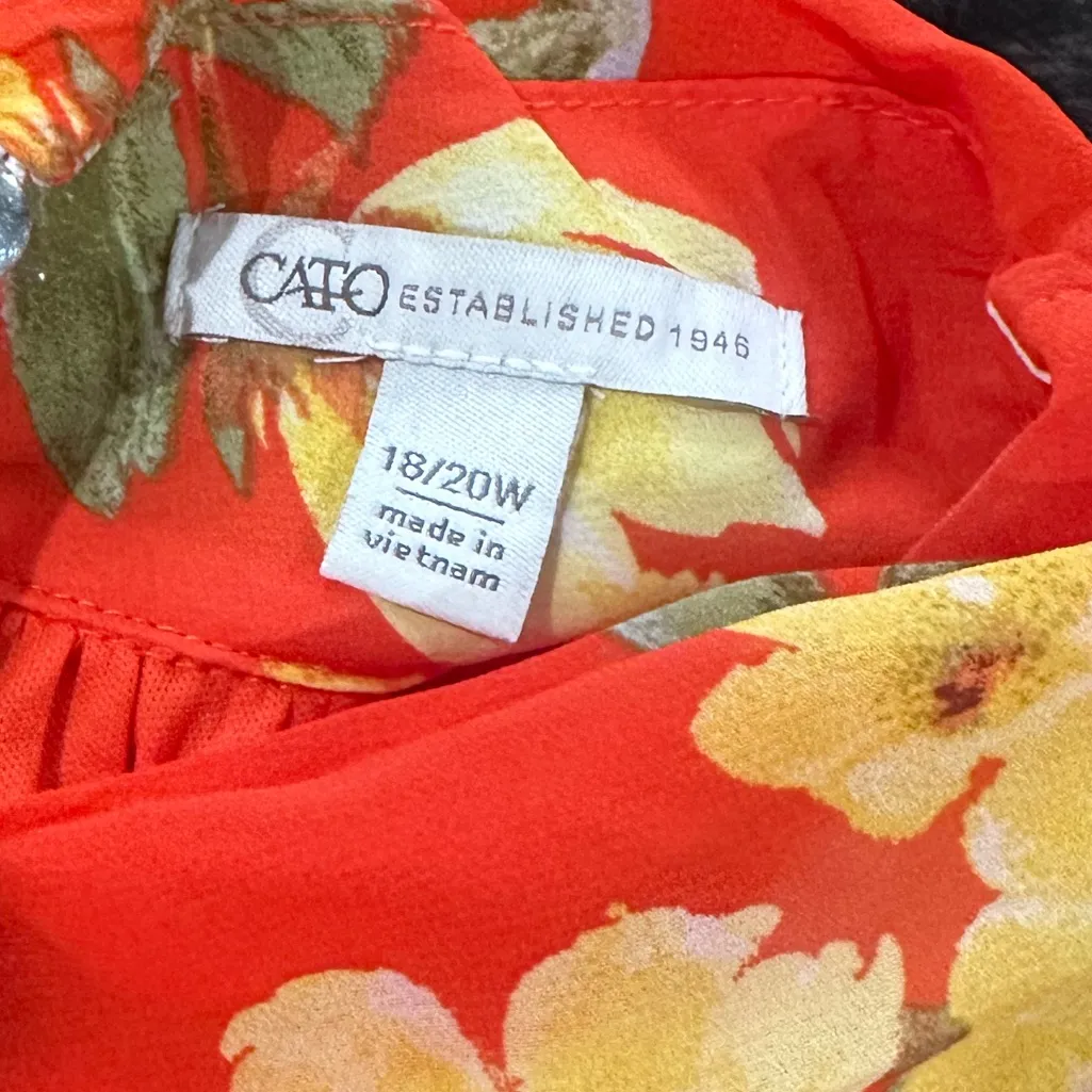 Floral Halter Maxi Dress Orange Yellow Sz 18/20W Hawaii Garden Plus - Image 4