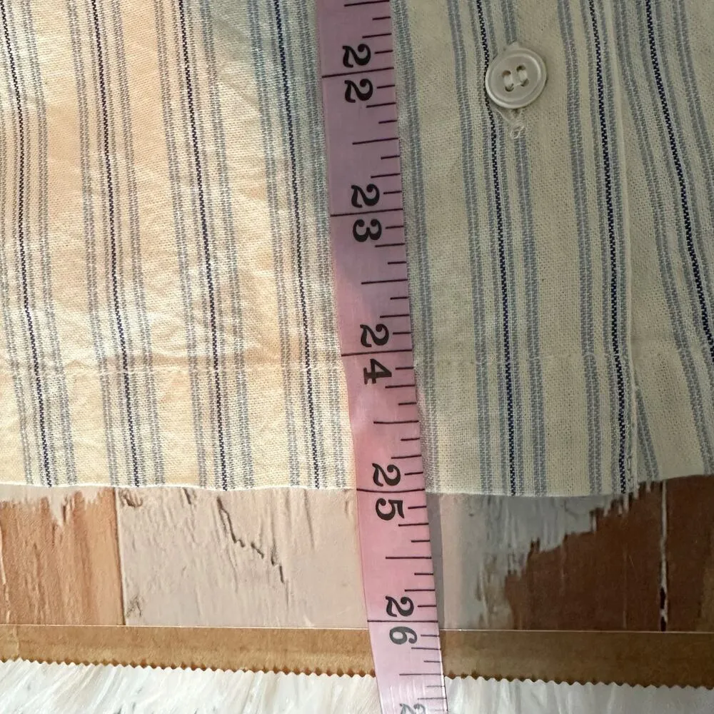 Doen Scarlet Chambray Stripe Cotton Sleeve Button Front Blouse size Medium - Image 7