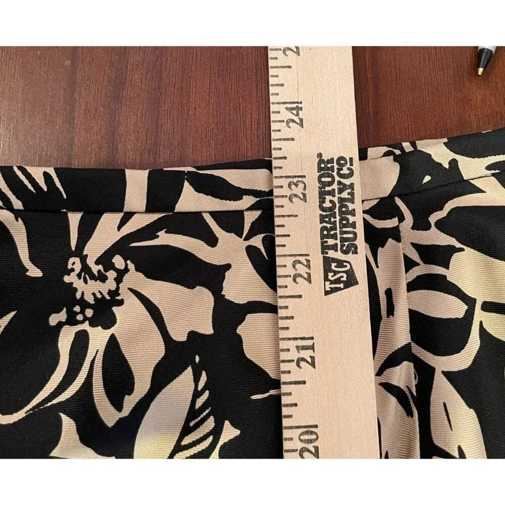 Ann Taylor Silk Lined Floral Print Mini‎ A Line Skirt Size 6 Dark Brown Beige - Image 4