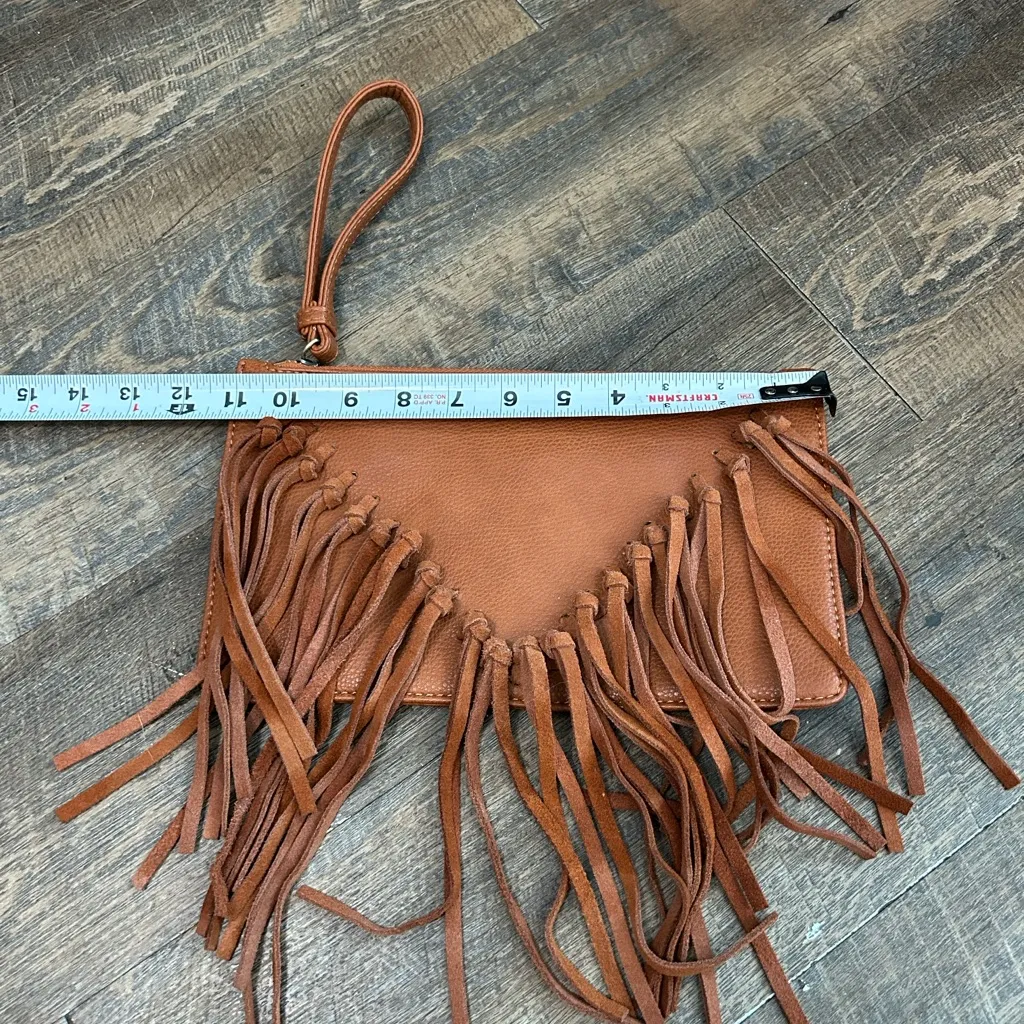 Sole Society New Leather Fringe Suede Envelope‎ Clutch Anthropologie - Image 3