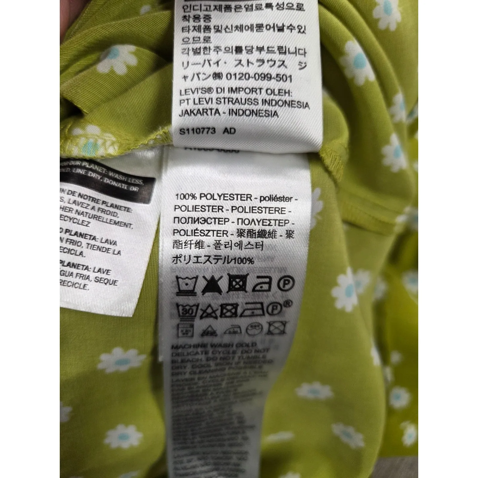 LEVIS Green Embry Tie Peasant Top Blouse Flowers Floral Women's Size XL - Image 5