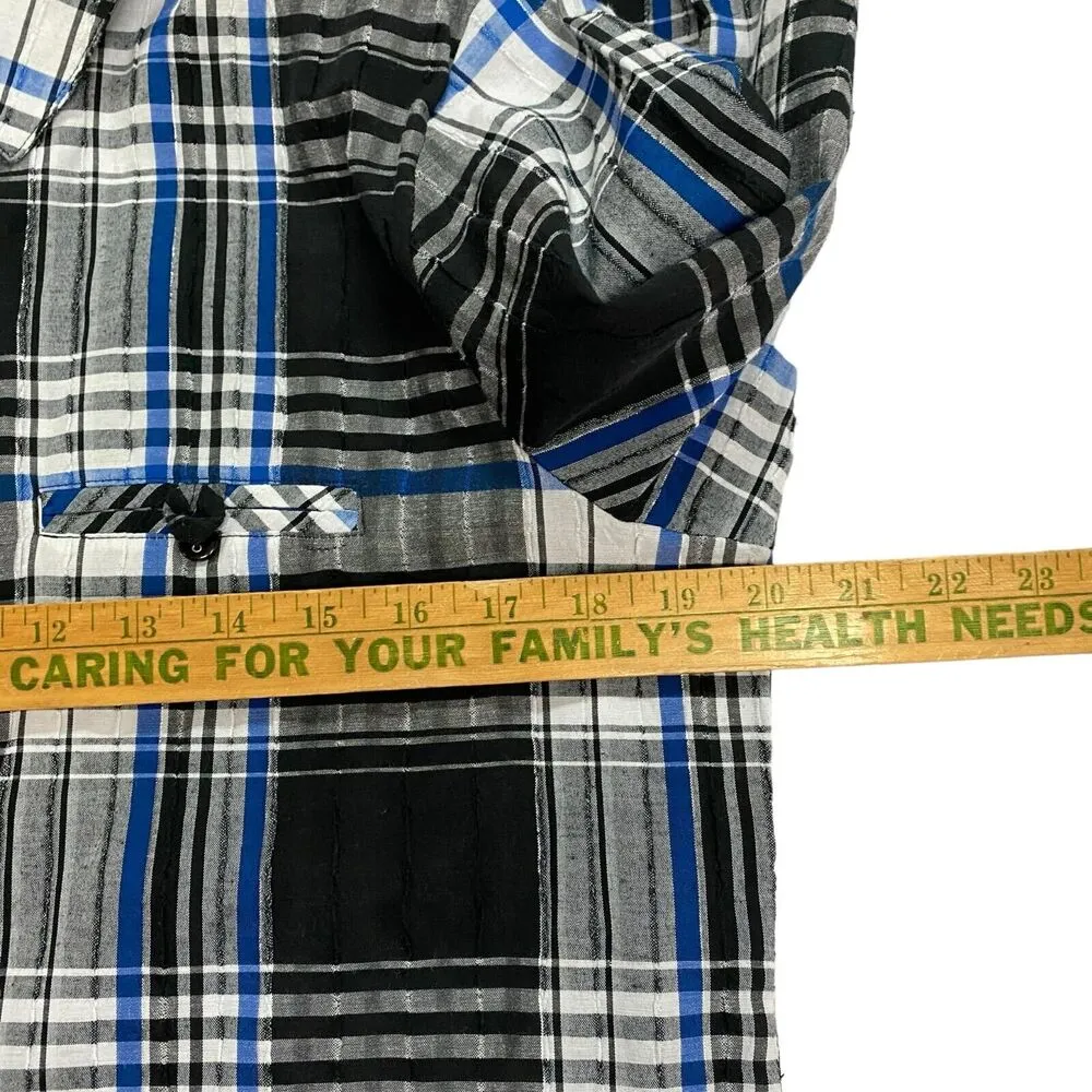 Allison Daley Women’s Shirt Petite 10P Button Up Long Sleeve Black Blue Plaid - Image 4