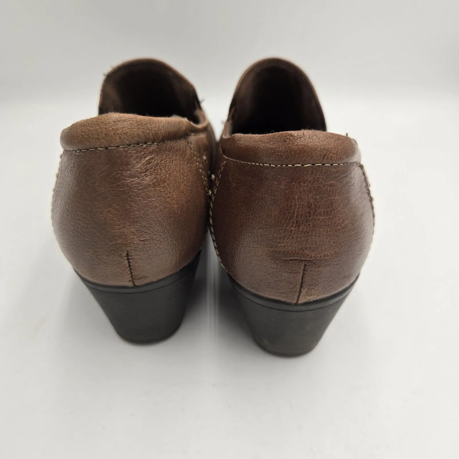 Earth Origins Women Loafers Leather Brown SlipOn Size 9 M Derby Shoes Block Heel - Image 9