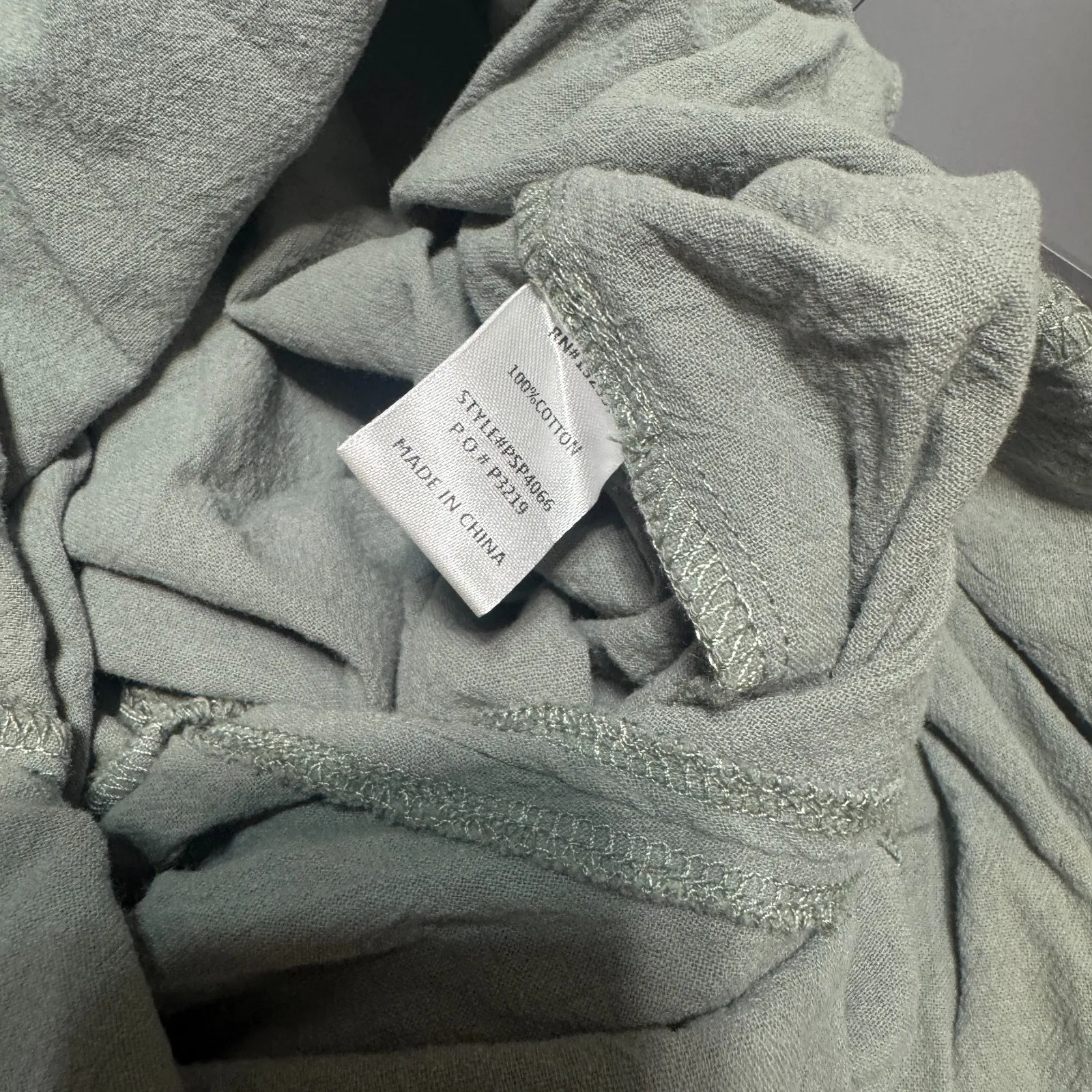 Polagram Overalls Womens Large Olive Green wide leg cropped gauzy cotton - Image 6