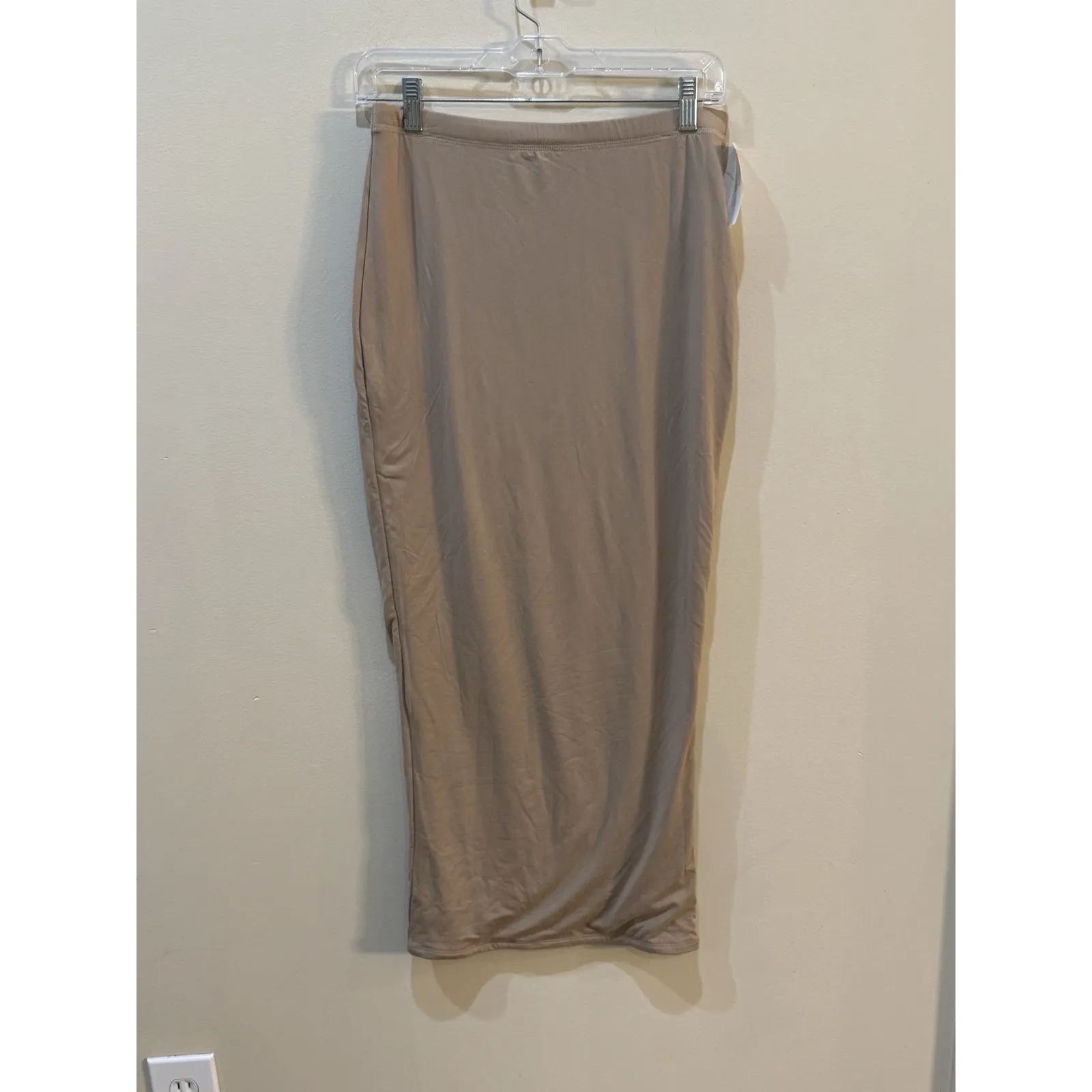 Naked Wardrobe Midi Length Women's Bodycon Skirt Size‎ Large Soft Light Brown! - Image 2