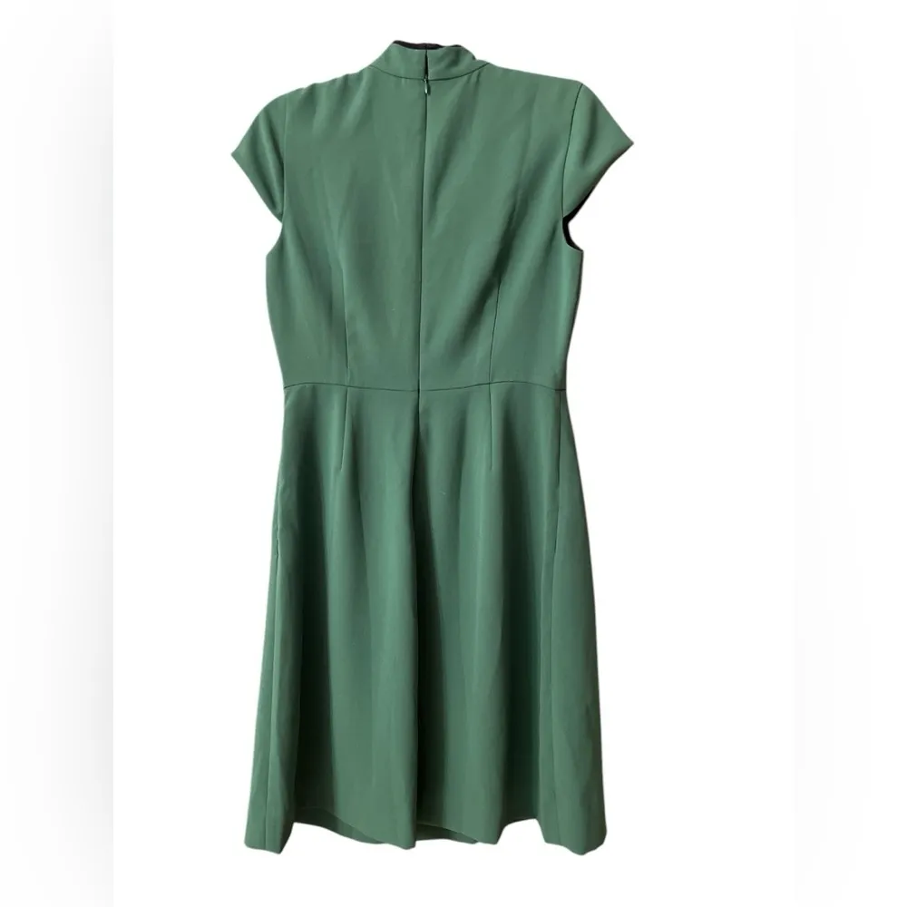 J.Crew Bow Tie Neck Dress in 365 Crepe Cap Sleeve Green - Image 2