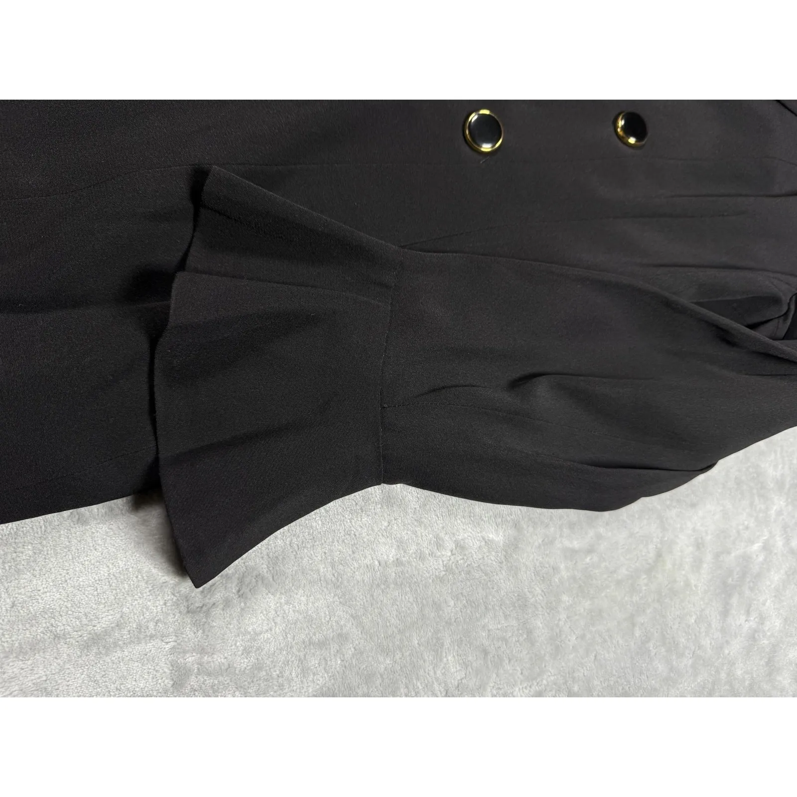 Crisca Blazer Womens 36 Black Double Breasted Ruffle Cuff Lined Made Germany - Image 7