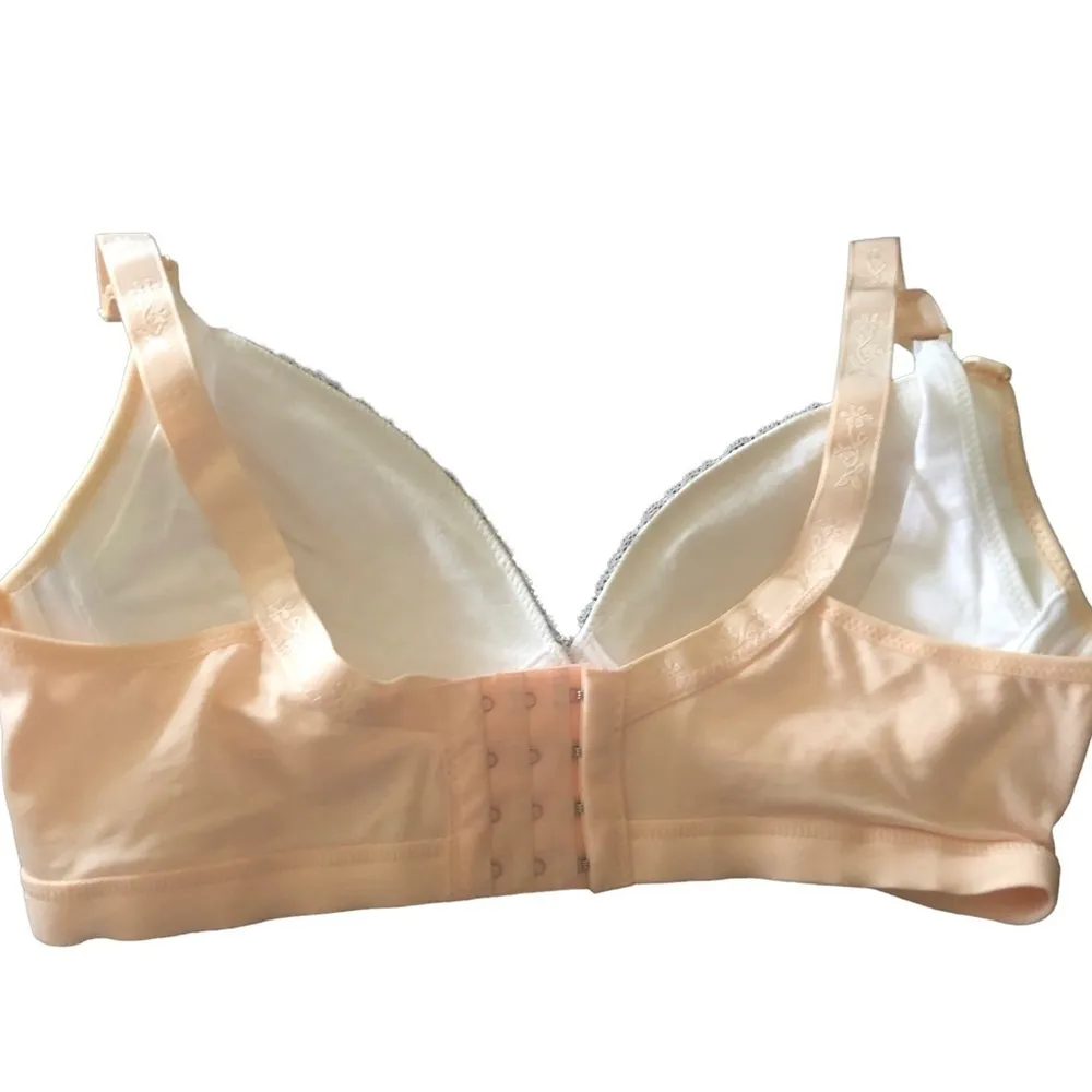 Momma’s Shop Peach Padded Lace Trim Nursing Bra Sz. M No Wire Cotton - Image 3