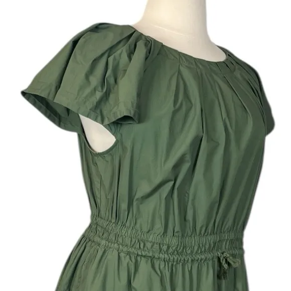 Lane Bryant Midi Dress Poplin Cotton Smocked Waist Olive Green Women’s Size 20 - Image 6