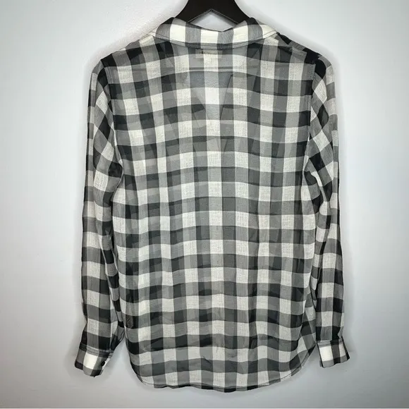 L’agence Argo Black and White Gingham‎ Blouse Size S - Image 6