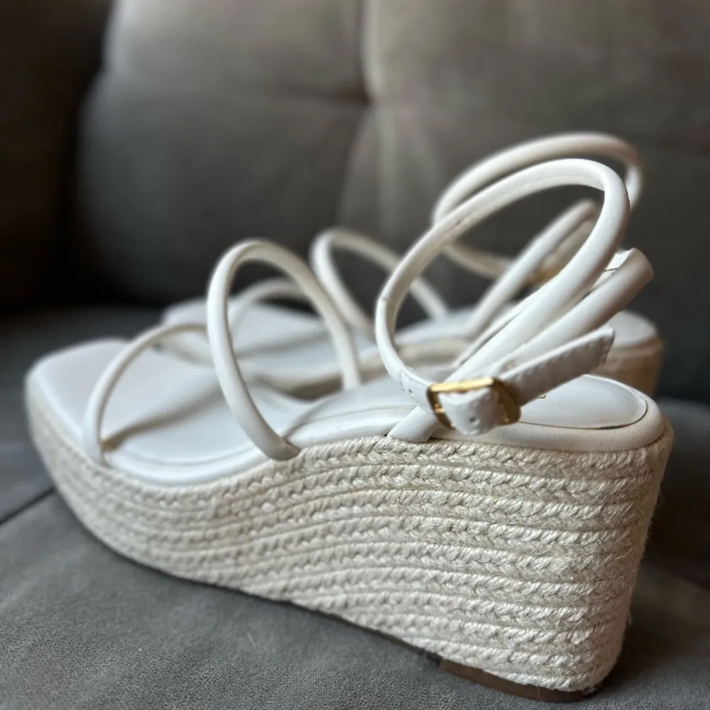 ZARA  White Tubular Strap Wedge Sandals - Size 6.5 - NEVER WORN - Image 9