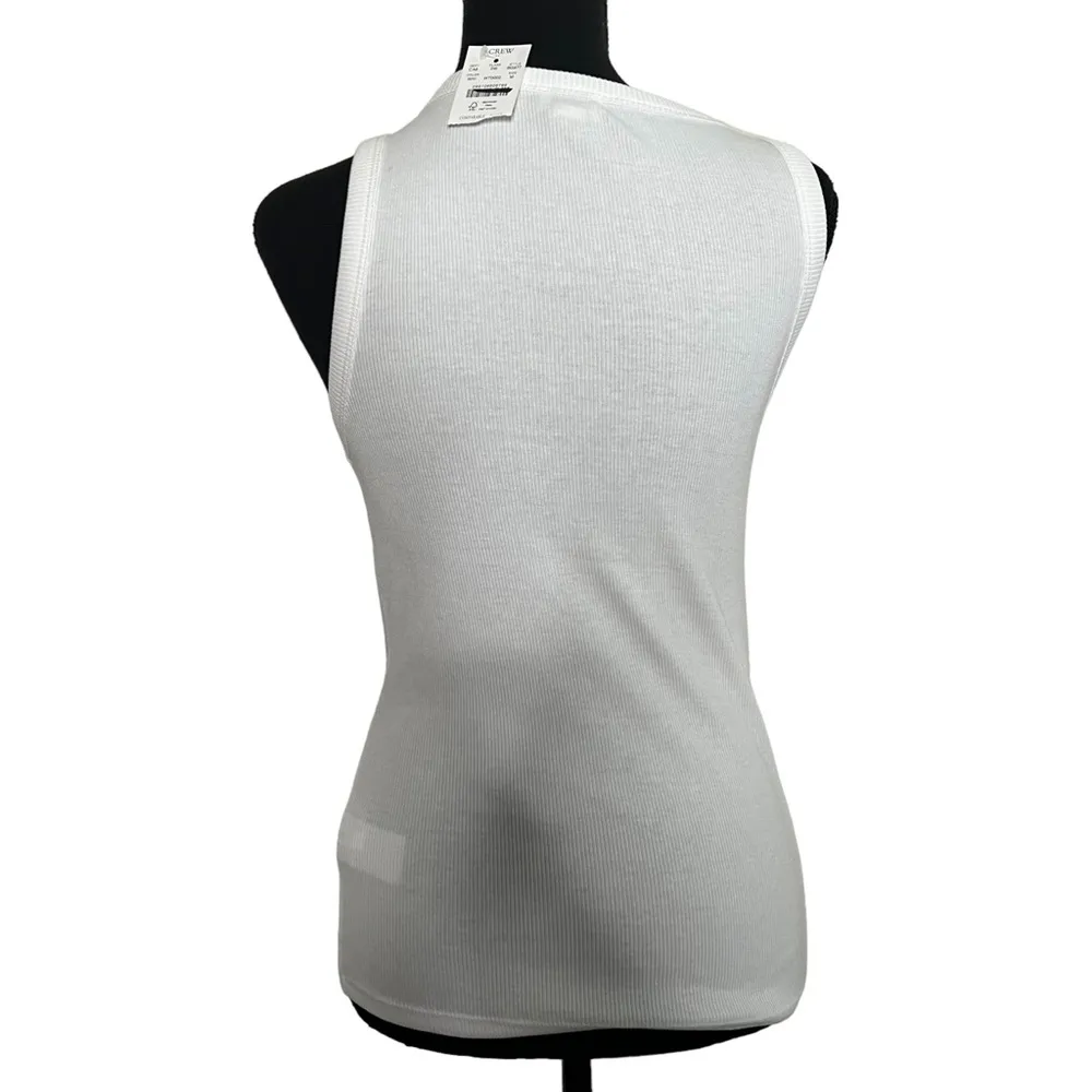 J.Crew Factory High-Neck Ribbed Tank Top Medium Women’s White BG876. - Image 3