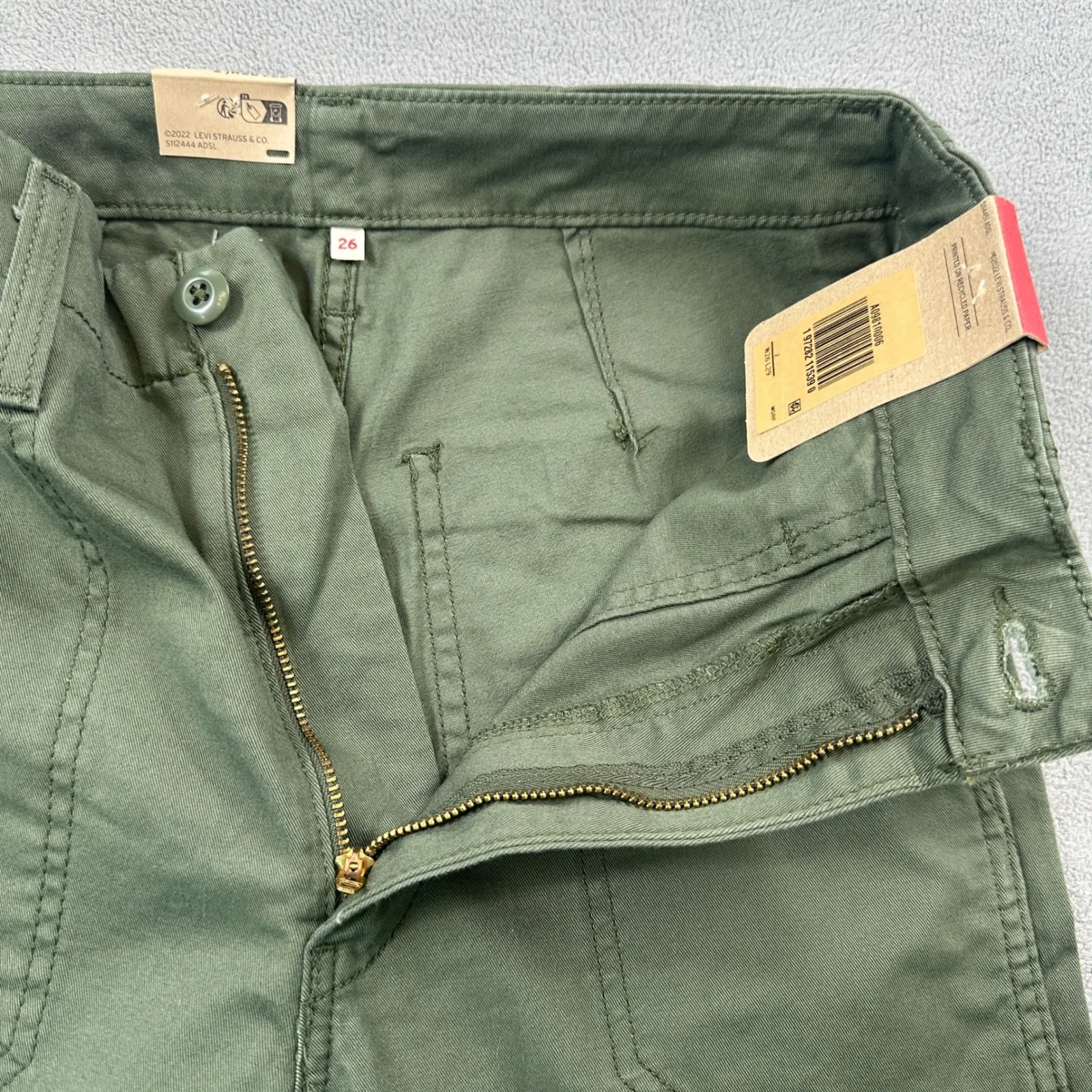 Levis Pants Women 2 26x29 Surplus Straight Utility High Rise Green Olive Stretch - Image 5