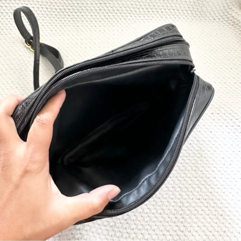 Sondra Roberts Vintage Black Leather Croc Embossed Rectangular Box Crossbody Bag - Image 16