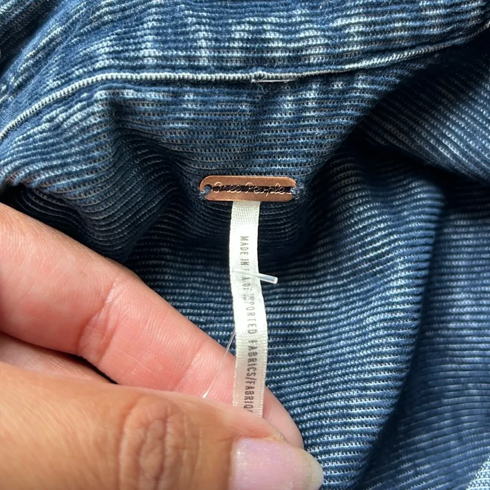 Free People Blue Corduroy Button-Down Shift Dress - Image 9