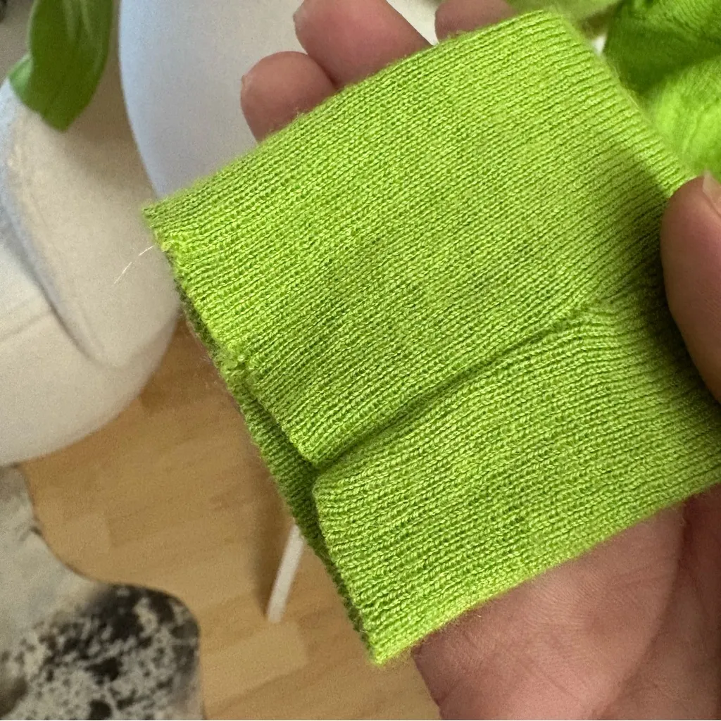 NATORI Riza Cashmere and Silk Green Bolero Open Front Sweater Cardigan Sz XS - Image 3