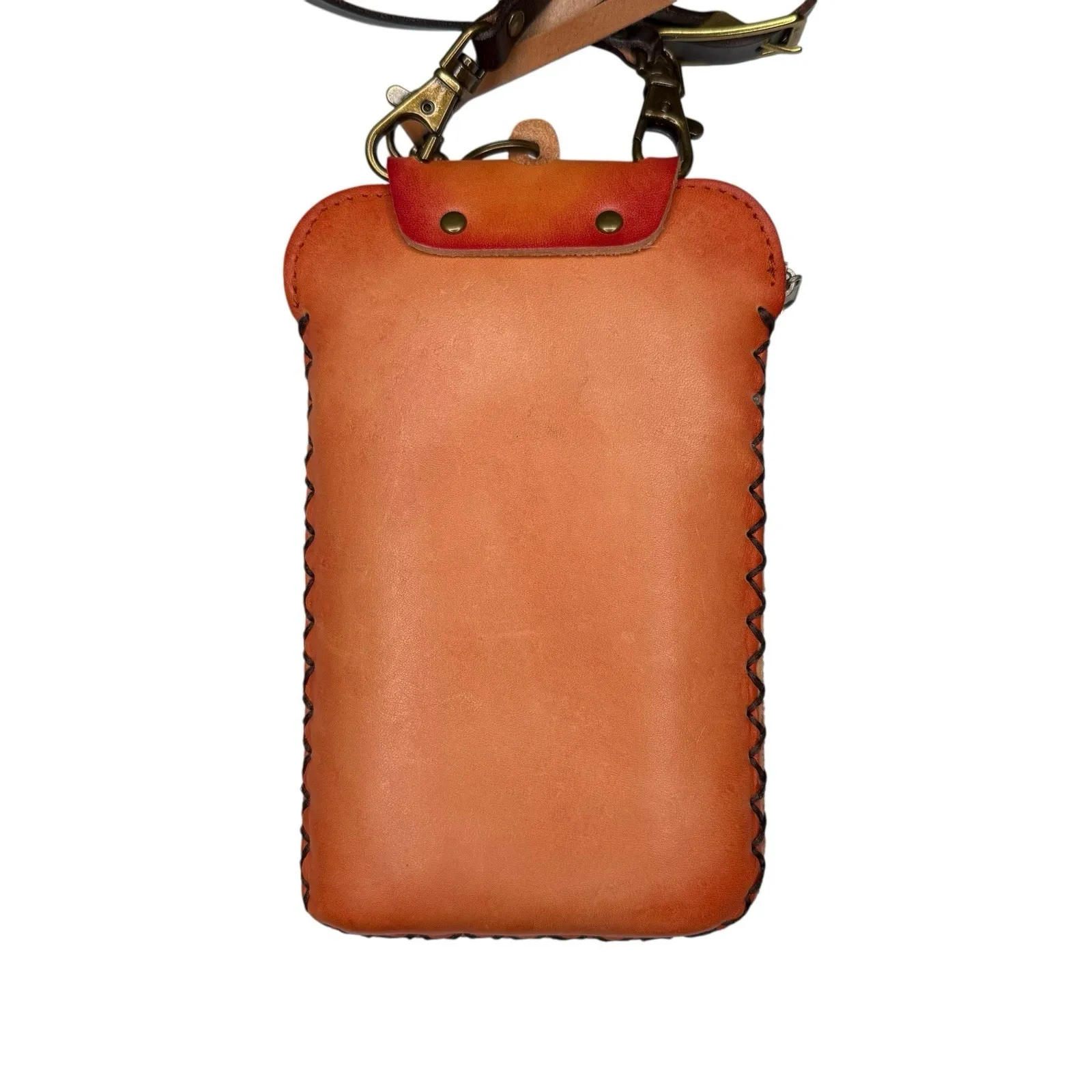 Handmade Leather Crossbody Bag Panda Bear Phone Case Purse Wallet Cute! Brown - Image 4