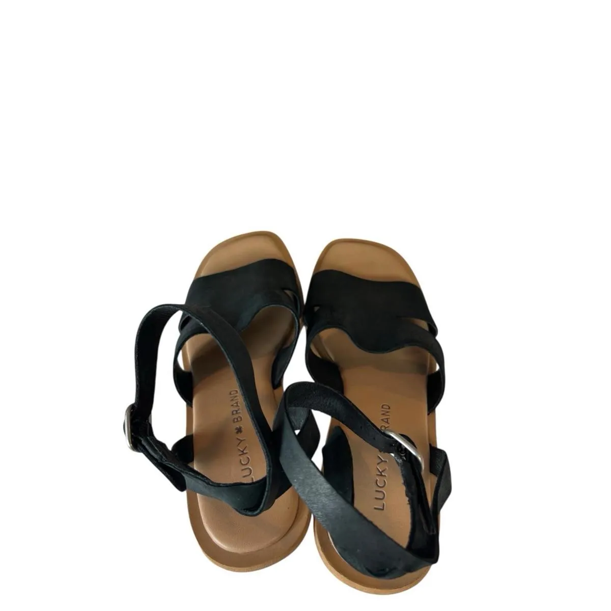 Lucky Brand LK-Pemal Black Leather Block Heel Sandals Women’s 7.5 - Image 7