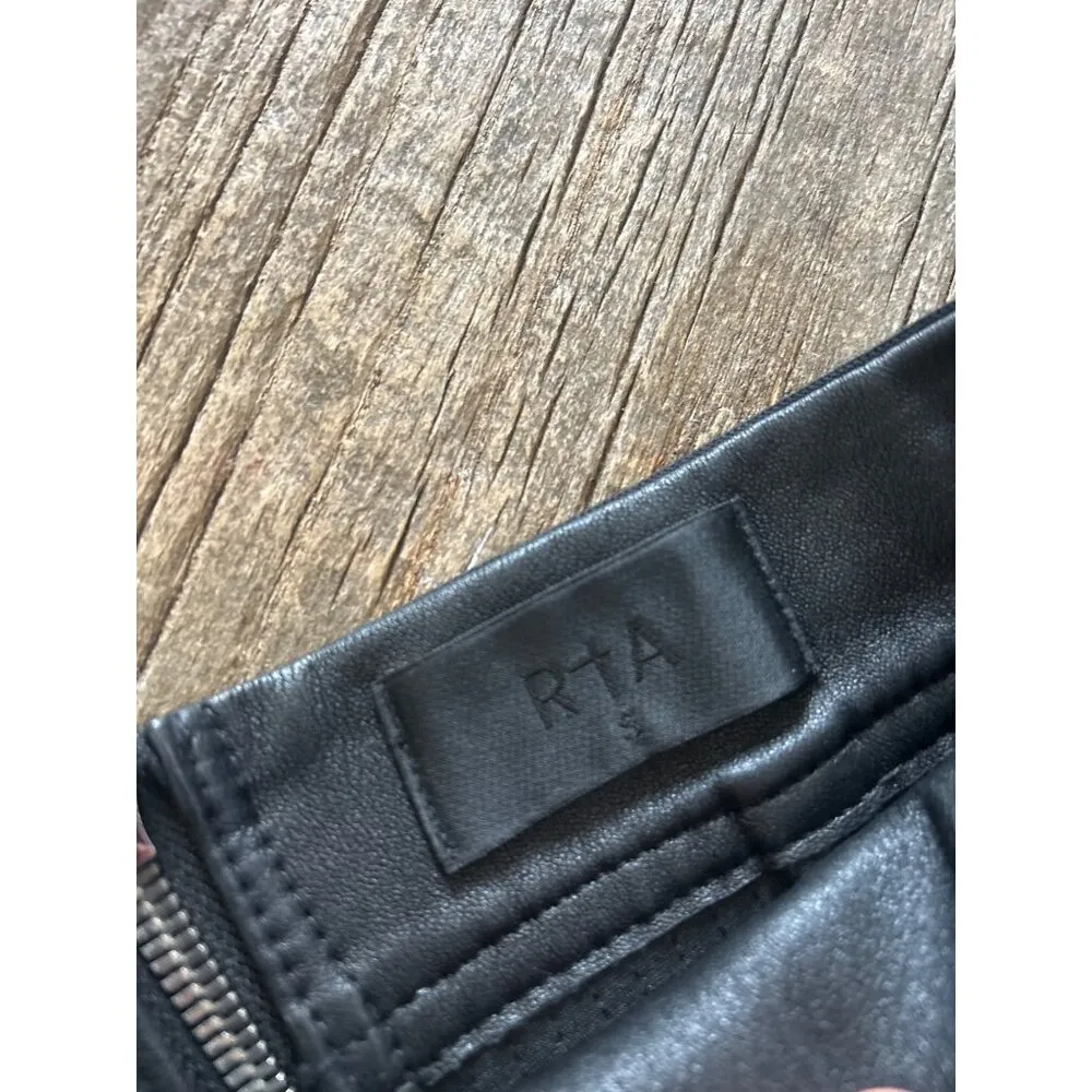 RtA Leather Slim Fit Ribbed Textured High Rise Shorts Black Womens Size Small - Image 8