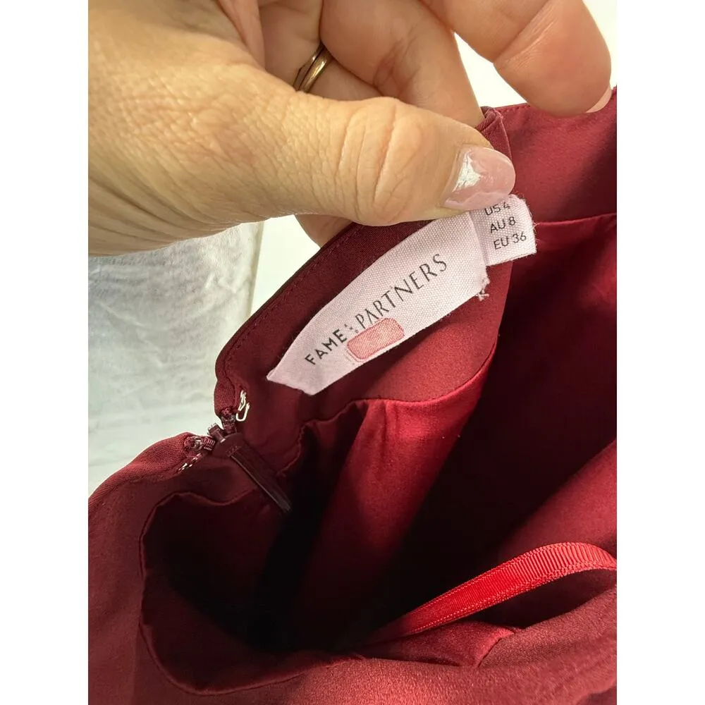 Fame & Partners Formal Dress Women 4 Burgundy Plunge Cutout Slit Maxi Gown - Image 8