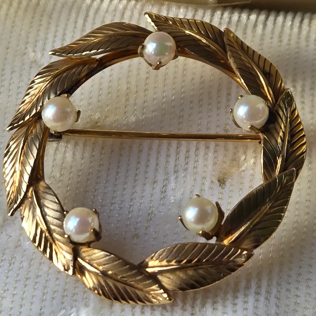 VTG CARL ART brooch & Screw earring set In Original Box 1/20th 12K GF Gold - Image 8