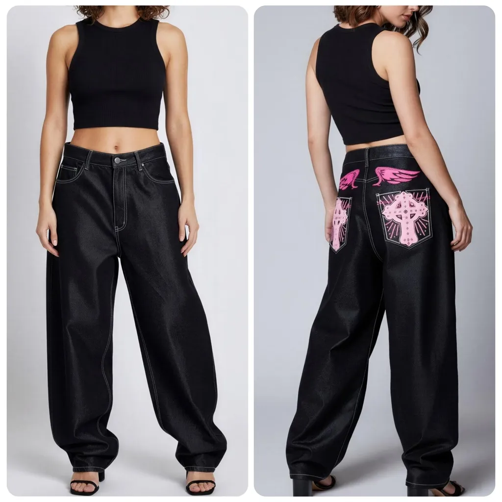 JADED LONDON XL Colossus Super Baggy Jeans, Pink Sapphire, 26” - Image 2