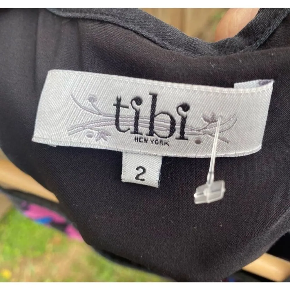 Tibi Women's Size 2 Multicolor Abstract Silk Shift Dress Sleeveless - Image 3